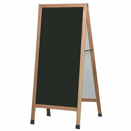 AARCO MLA1B 68in x 30in Cherry Wood A-Frame Sidewalk Board with Black Composition Chalk Board 116MLA1B